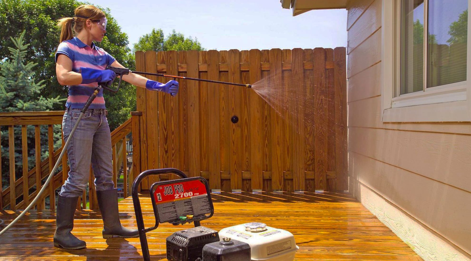 Power washing your home’s exterior freshens up finishes and can show you where new coat of a paint is needed.