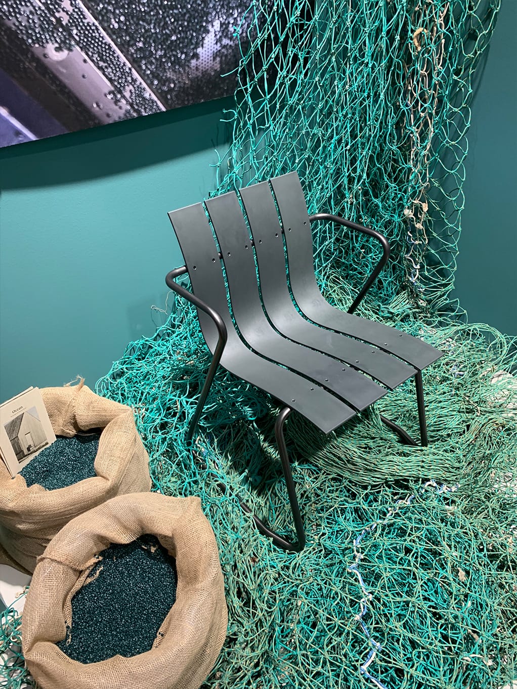 New from Mater, the Ocean Chair is made from recycled fishing nets, helping to address the issue of plastics in the oceans.