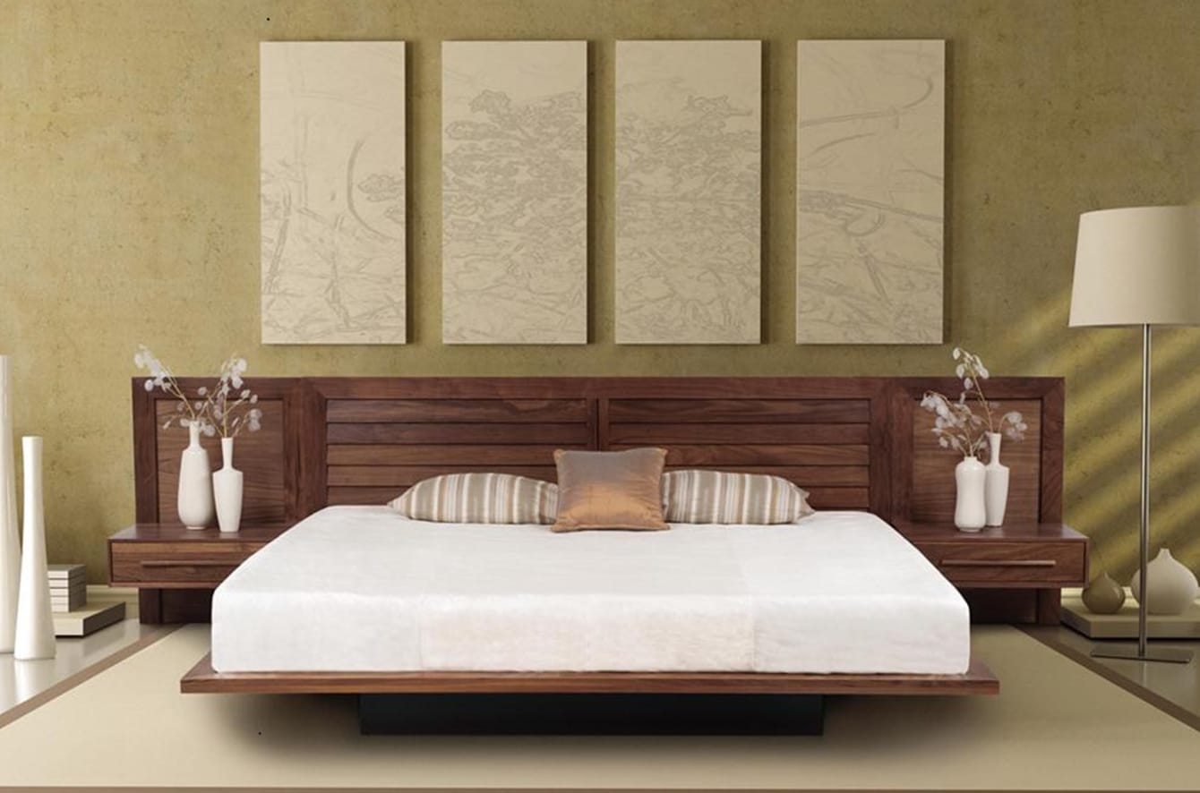 Moduluxe Bed with Louvered Headboard by Copeland Furniture